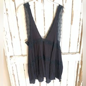 FREE PEOPLE pool coverup black with lace details